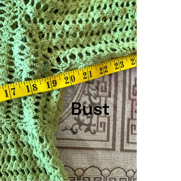 Isabella Rodriguez green cropped knit crochet cardigan sweater 90s M - Picture 7 of 7